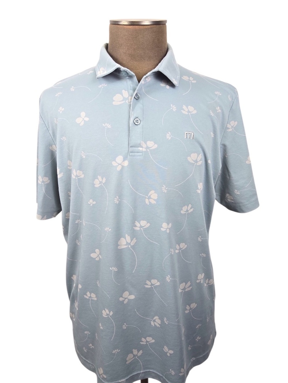 TravisMathew Good Time Feeling Floral Golf Polo Blue XL Excellent Condition